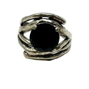 Sterling Silver 925 Black Stone Noa Zuman Ring Sz 9